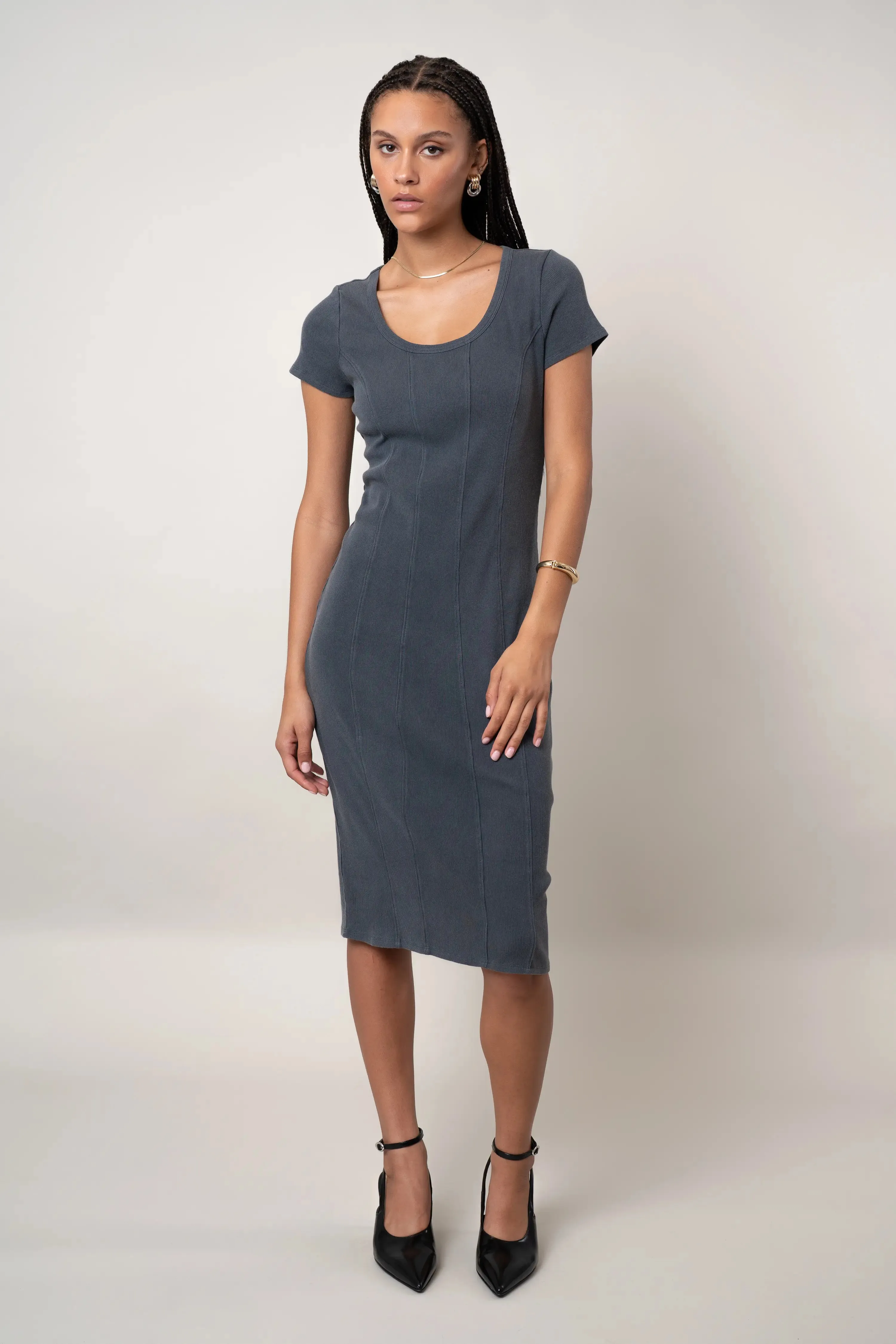 Pop Texture The Seam-Detail Knit Dress