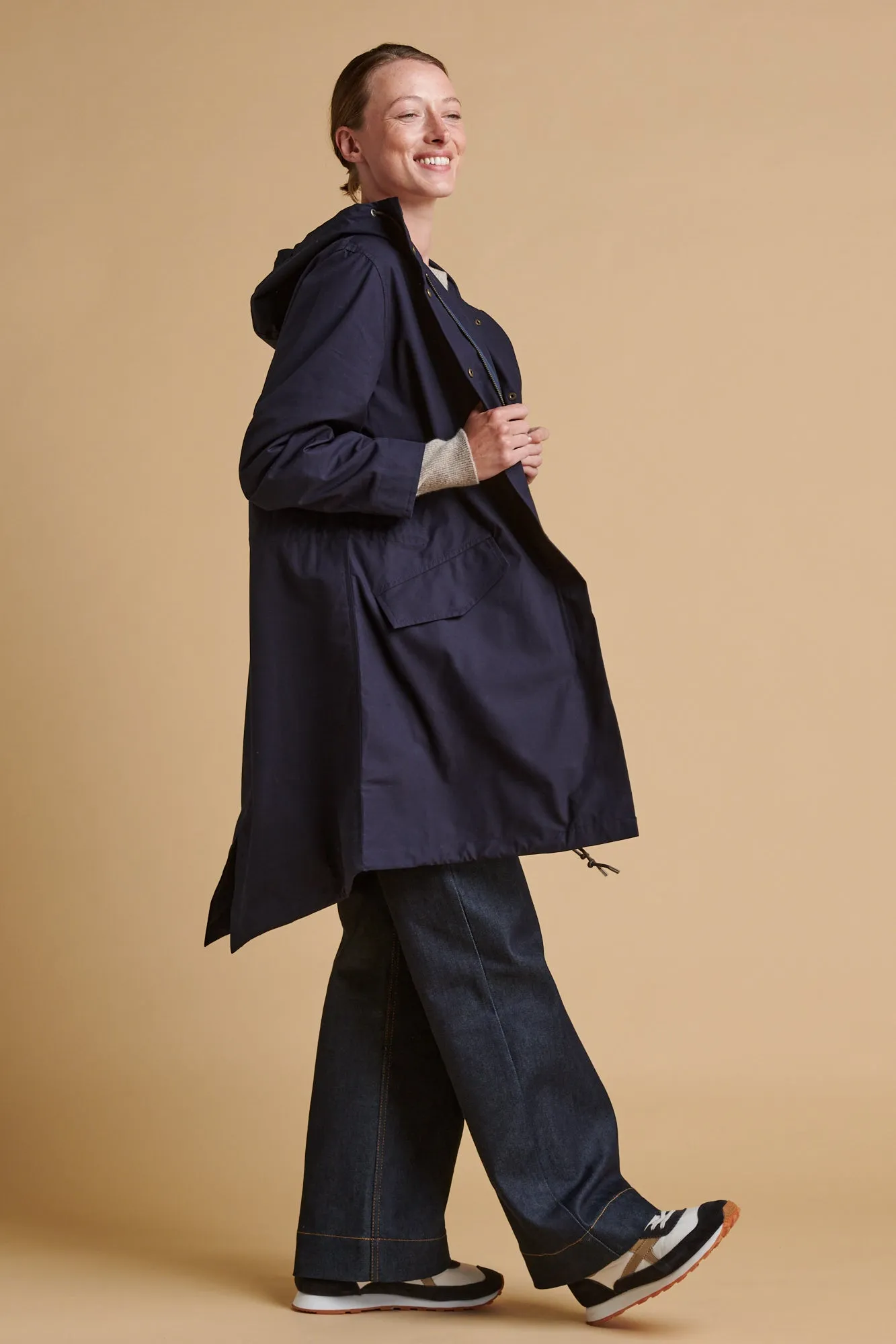 Women's Long Parka - Navy Seamless Street Fit