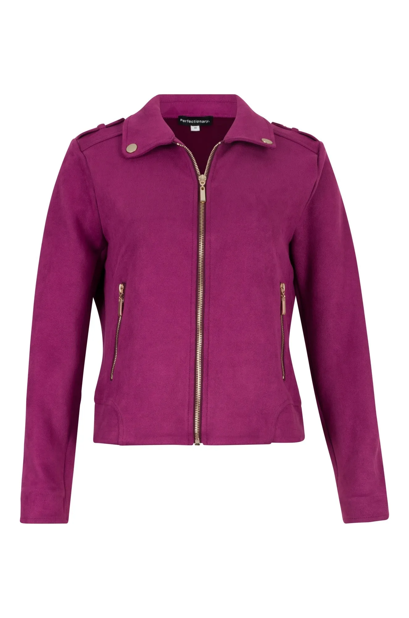 simple design Suede Look Jacket | MAGENTA | 4064B1