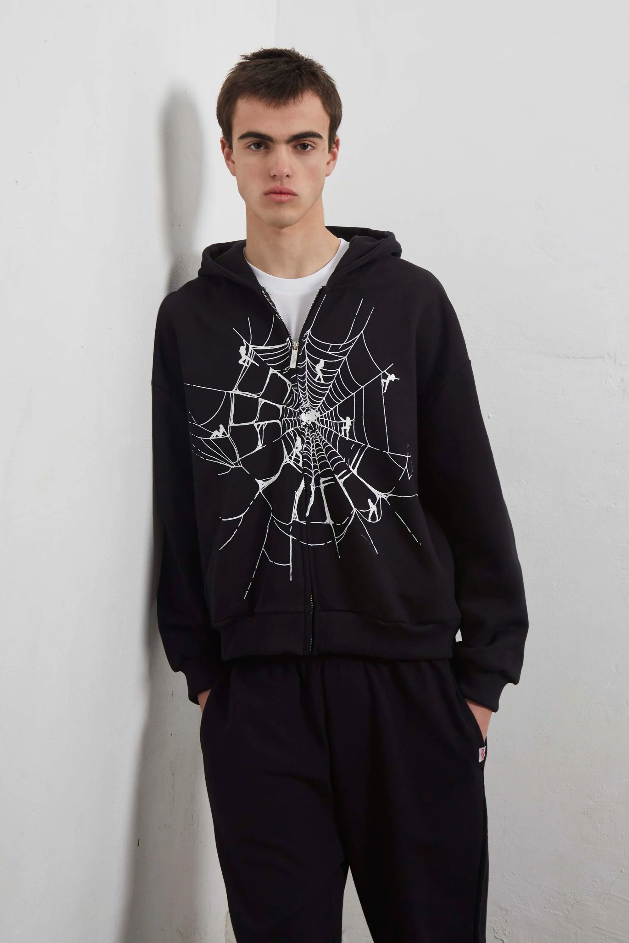 Spider Zip-Up Cropped Sporty Design Vacation Style