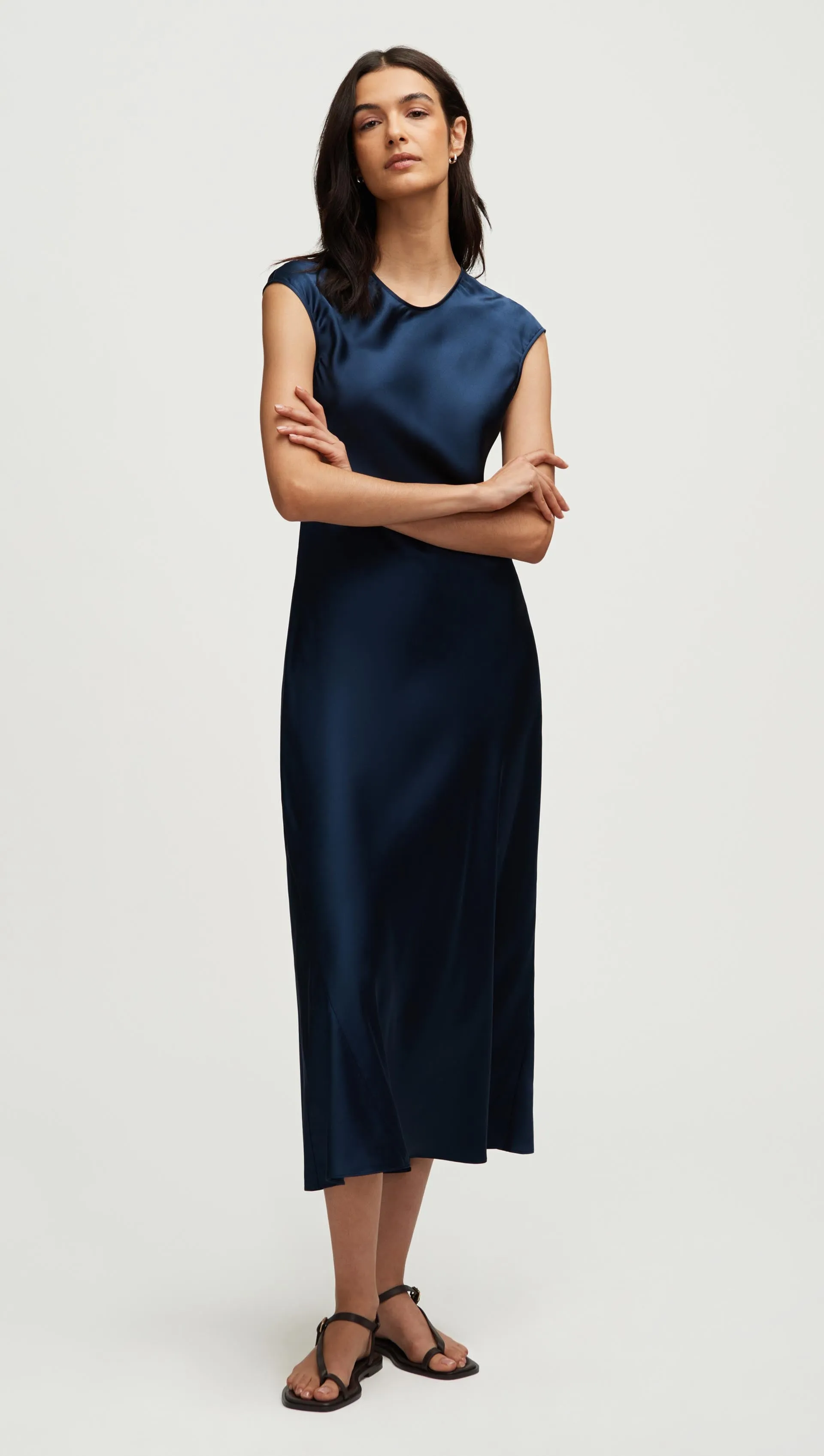 Bias Dress in Silk Charmeuse | Midnight Sophisticated Style Trendy Fit