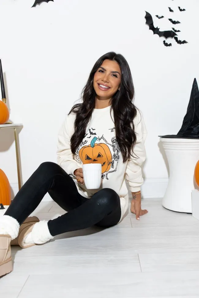 Chill Comfort Tis the Season Halloween Cream Graphic Sweatshirt SALE