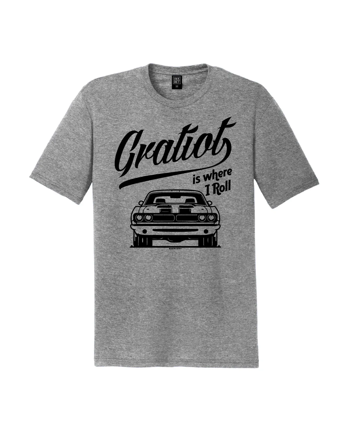 Modern Twist Premium Material Ink Detroit - Gratiot Is Where I Roll T-Shirt - Grey