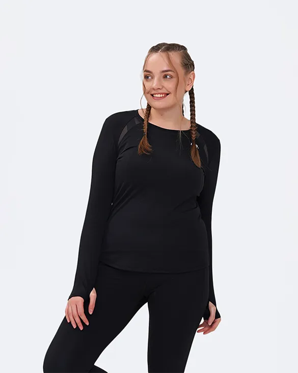 Total Black Long Sleeve Embroidered Details Playful Design