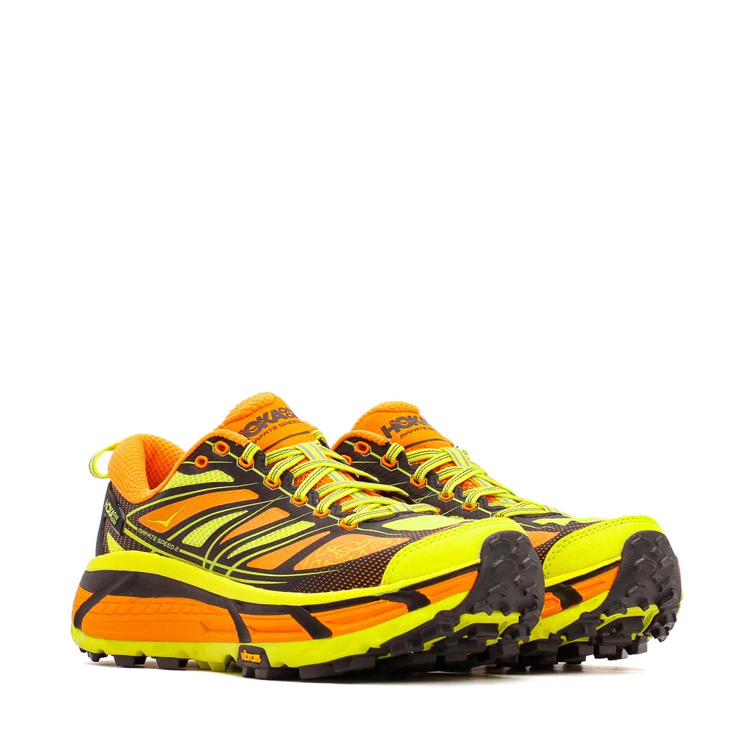 Hoka One One Men Mafate Speed 2 Electric Tangerine 1126851-ERN running with backpack shoes sunny day running shoe condition