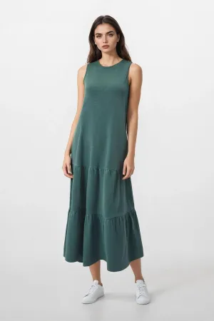 Khaki Tiered Maxi Dress Fashion Option