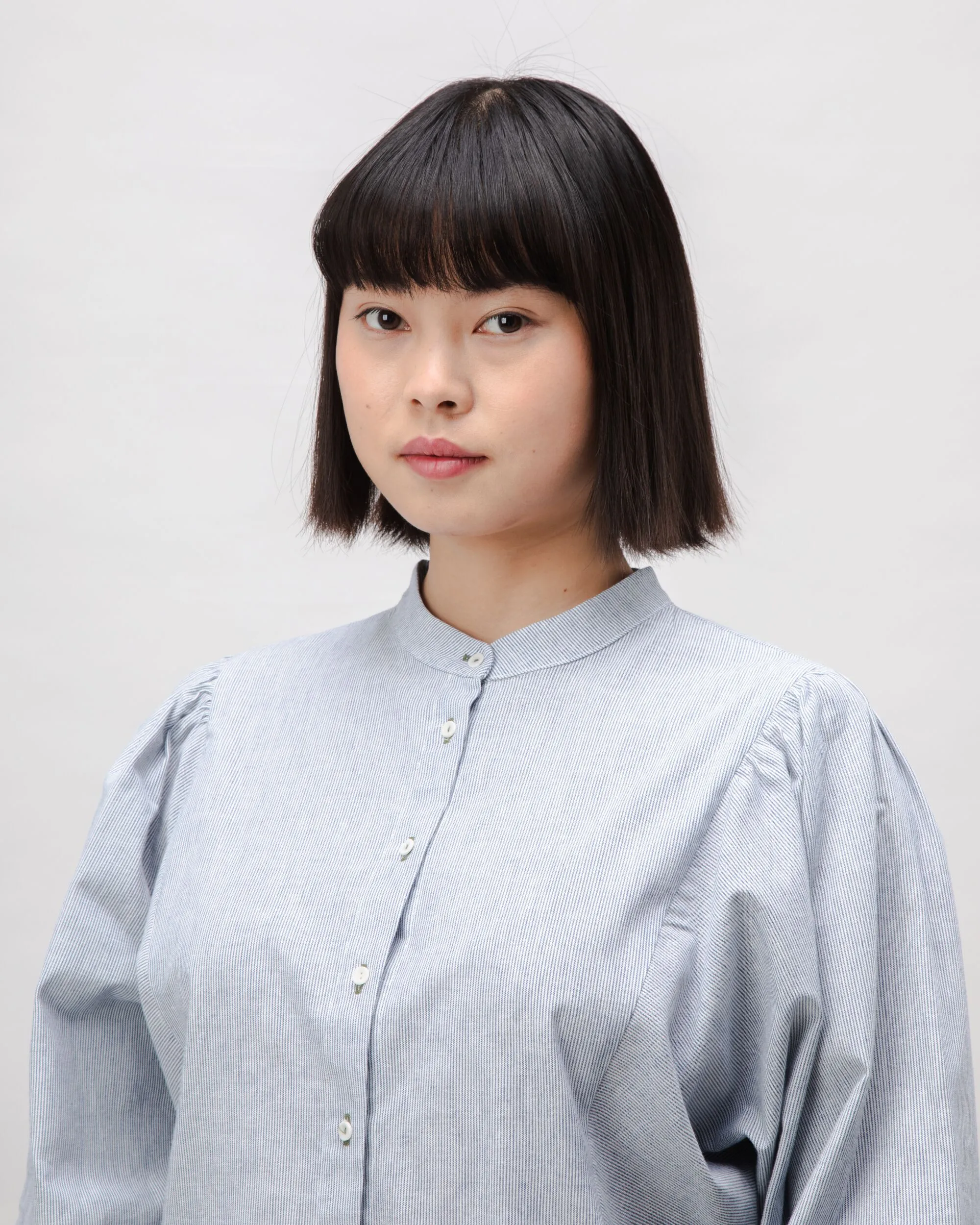 Pinstripes Romantic Cotton Blouse Indigo Essential Comfort