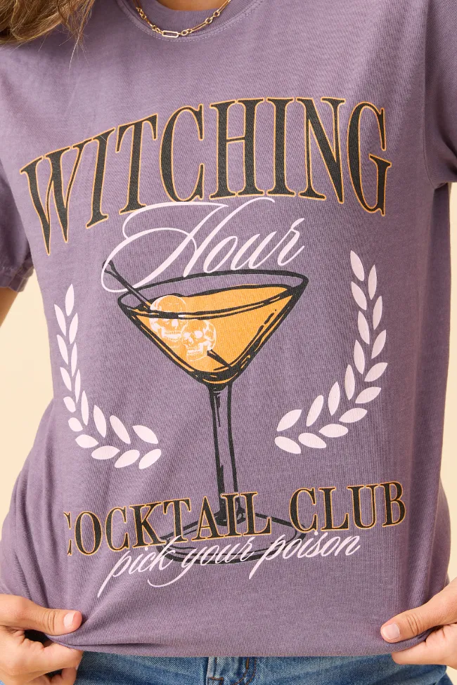 Witching Hour Cocktail Club Purple Graphic Tee SALE Performance Fit Wear Versatile Option