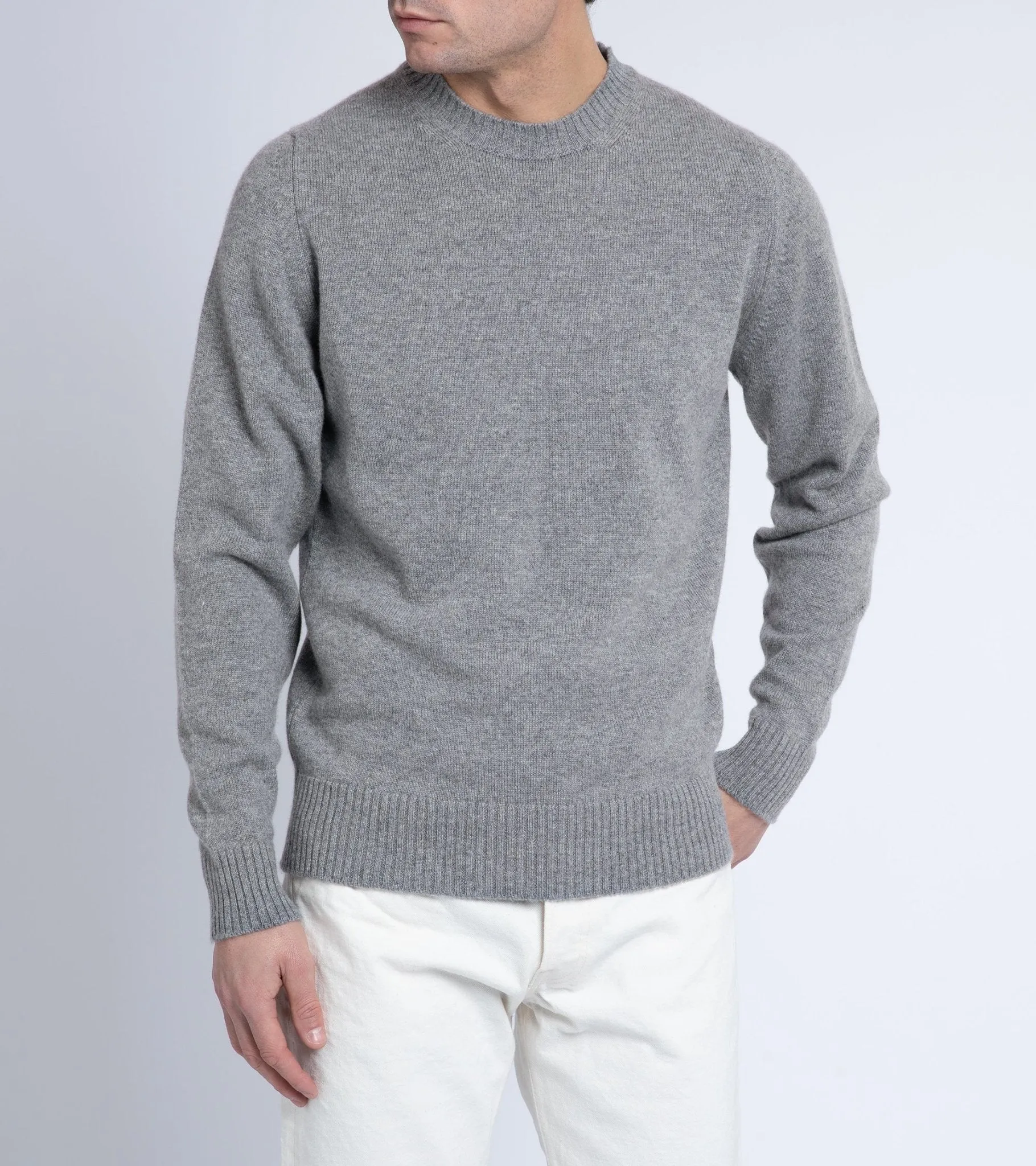 Village Charm Comfy Wear Trunk Dover Cashmere Crew Neck Sweater: Grey