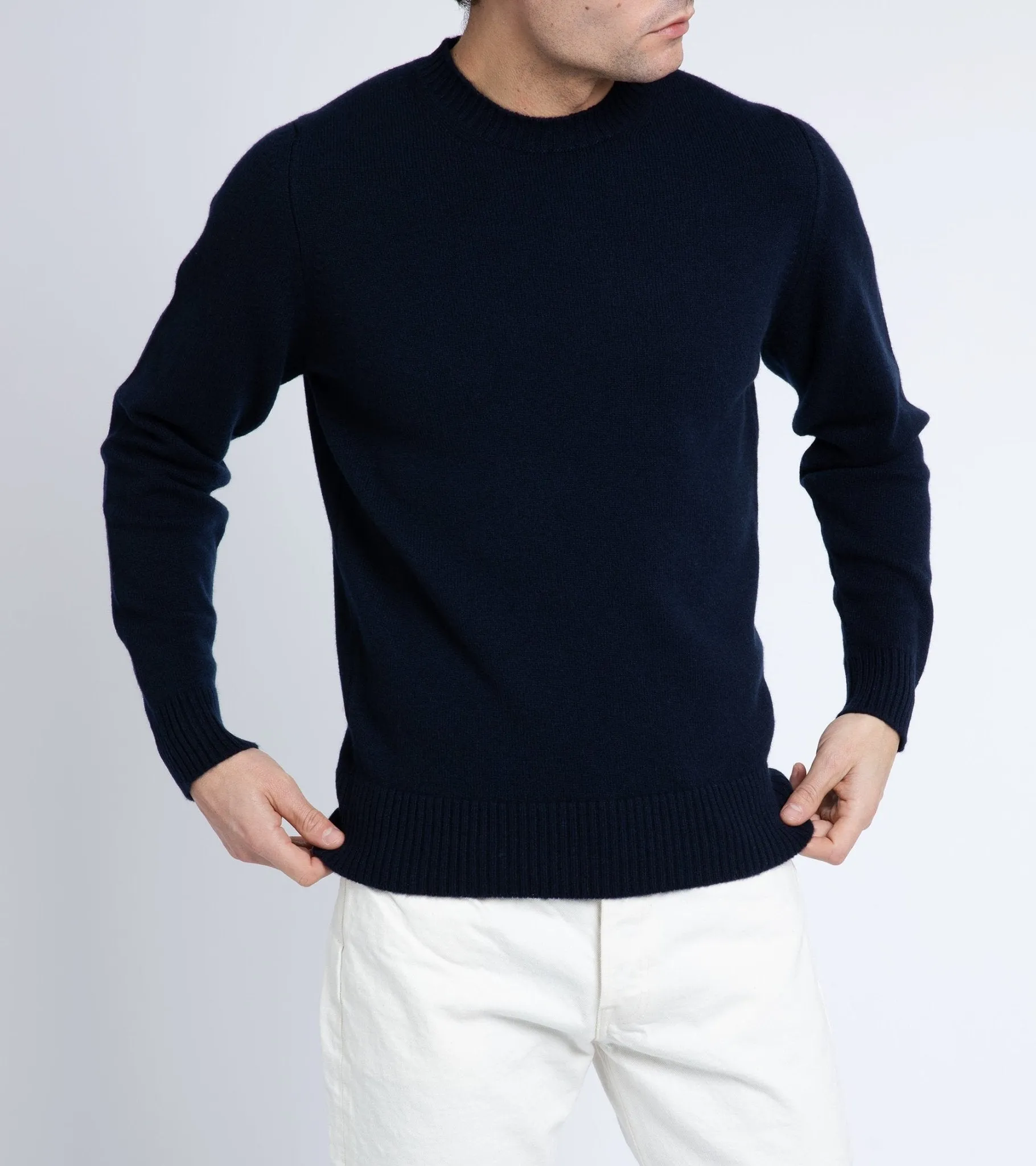 Still Soul African Bold Trunk Dover Cashmere Crew Neck Sweater: Navy