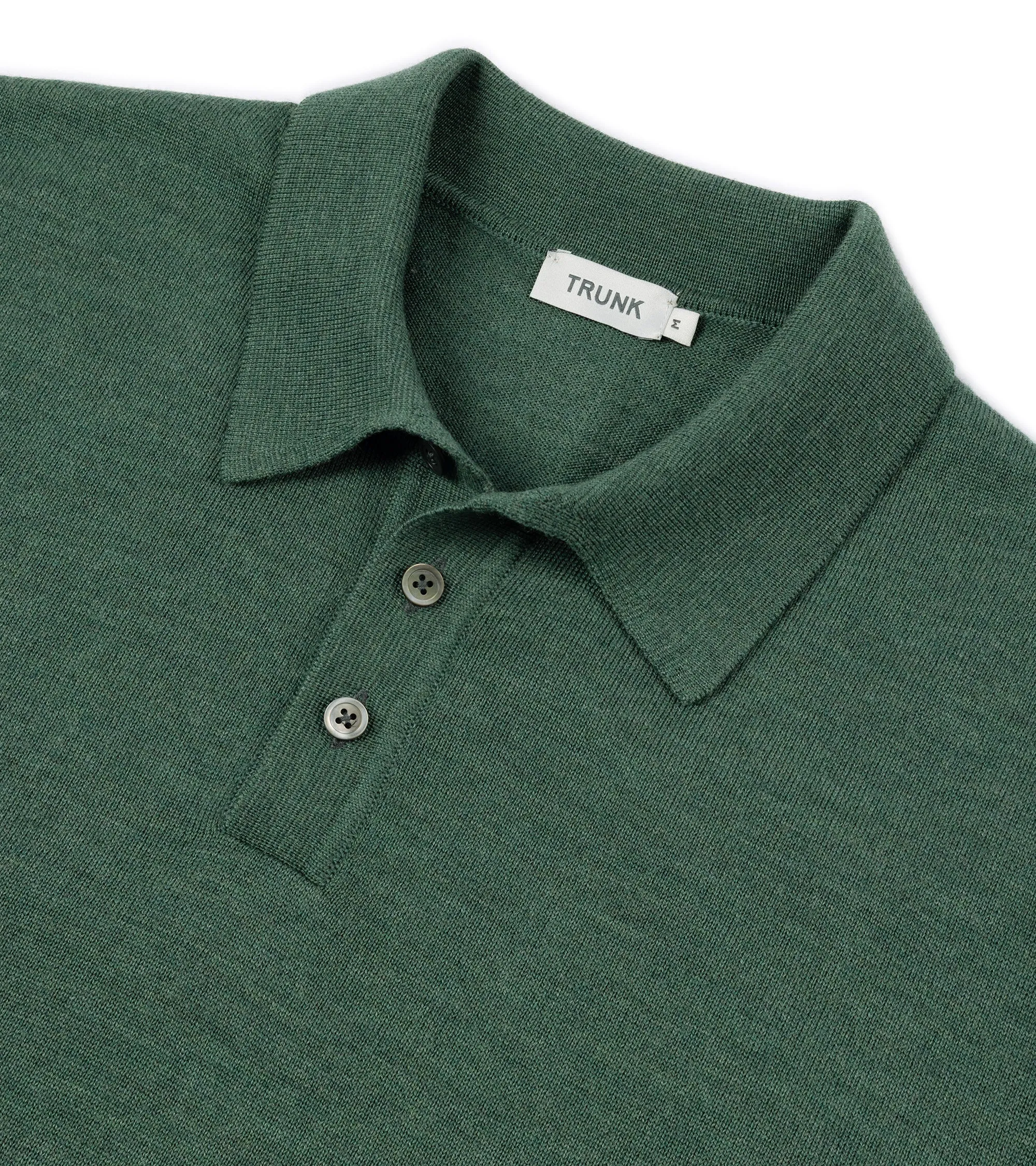 DoubleLayered Fabric Trunk Enford Merino Knit Long Sleeve Polo Shirt: Green Grey