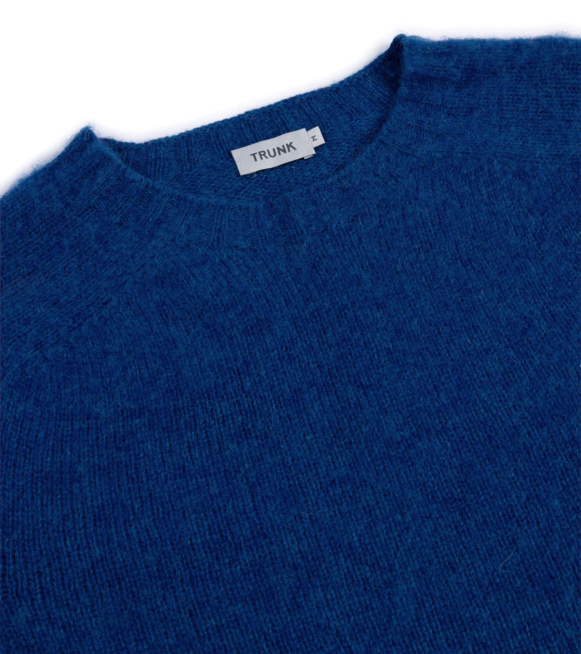 Model Edge EcoDye Process Trunk Goswell Brushed Lambswool Crew Neck Sweater: Azure Blue