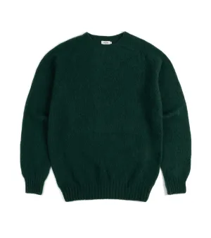 Calm Tone Trunk Goswell Brushed Lambswool Crew Neck Sweater: Bottle Green