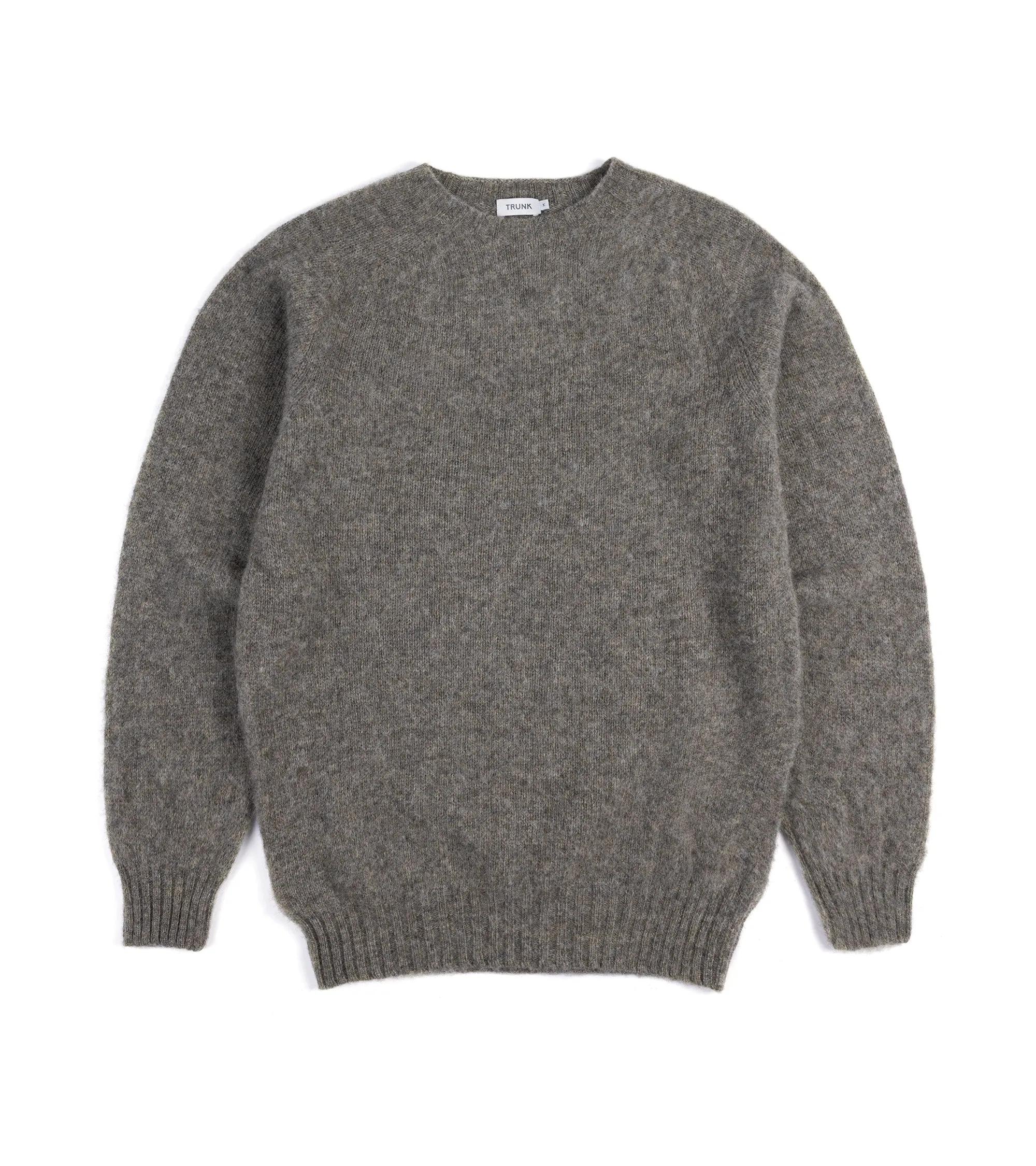 Trunk Goswell Brushed Lambswool Crew Neck Sweater: Dark Natural NonChafingEdges