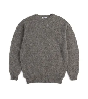 Trunk Goswell Brushed Lambswool Crew Neck Sweater: Dark Natural Stream Fit WearResistantHem