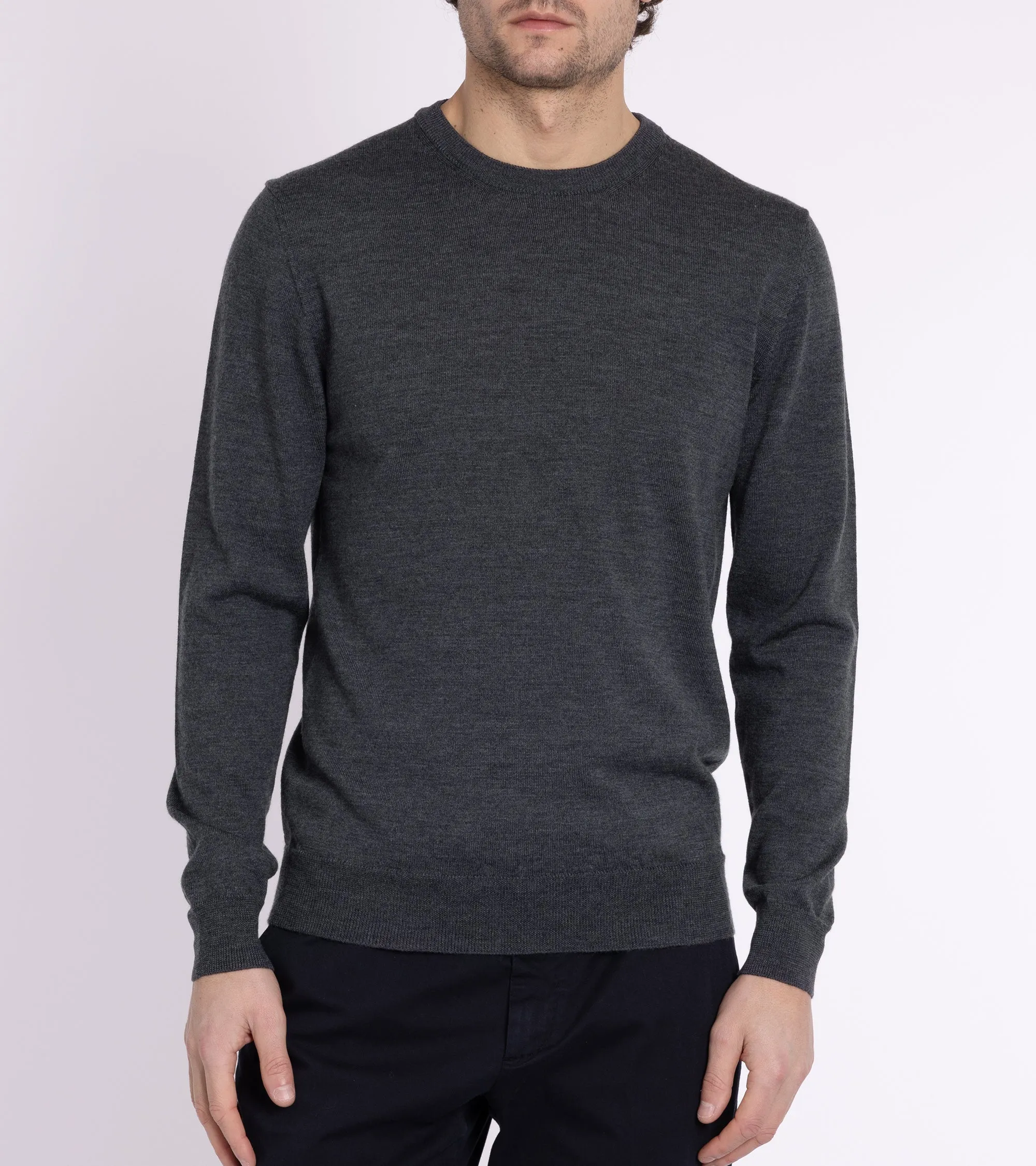 Fire Glow Trunk Harley Merino Crew Neck Sweater: Dark Grey