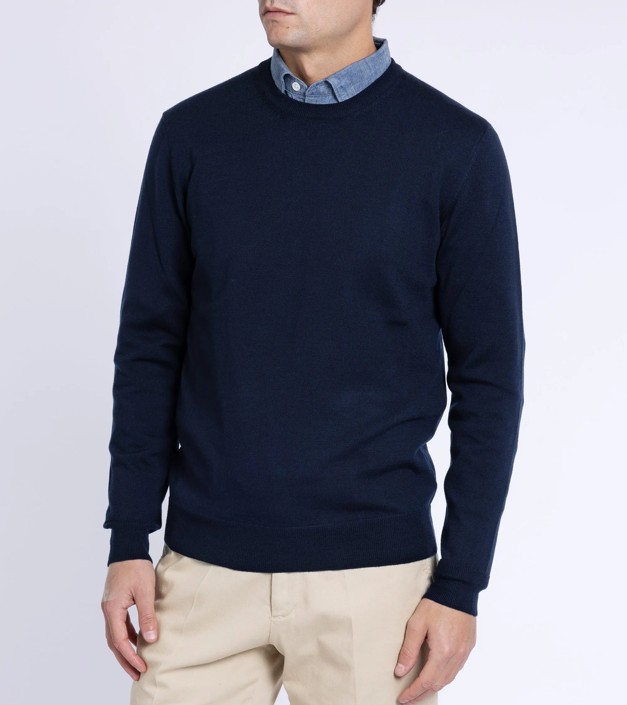 Story Glow Trunk Harley Merino Crew Neck Sweater: Navy