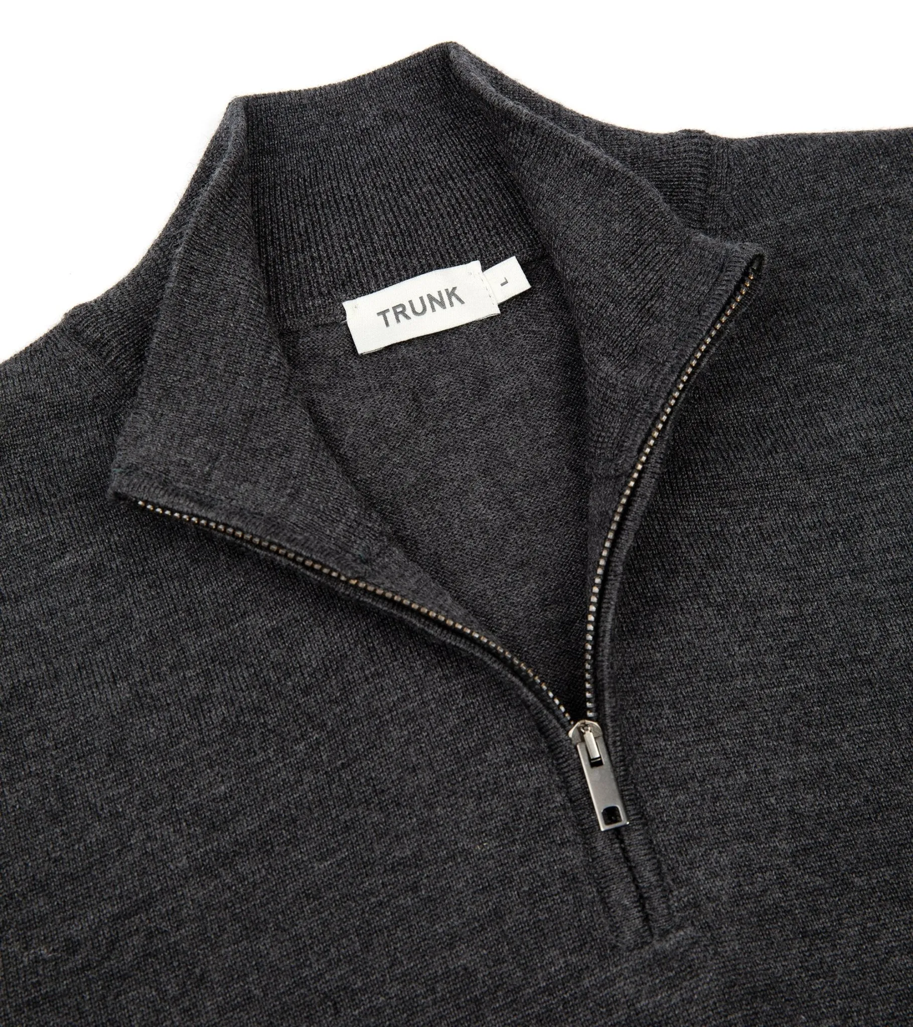 Trunk Trebeck Merino Half Zip Sweater: Charcoal Laid-Back Outfit Matte Fit