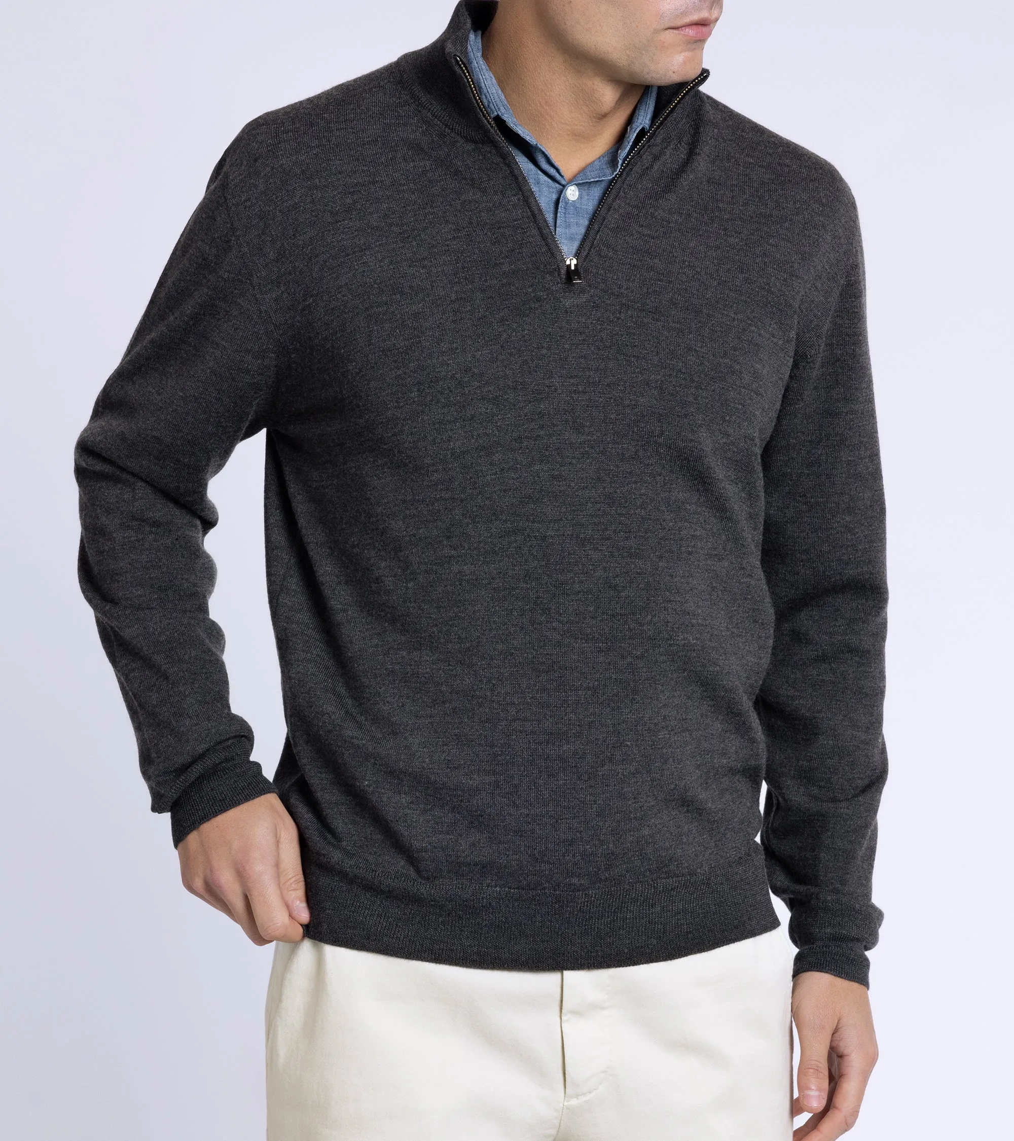 Trunk Trebeck Merino Half Zip Sweater: Charcoal OdorResistant Material