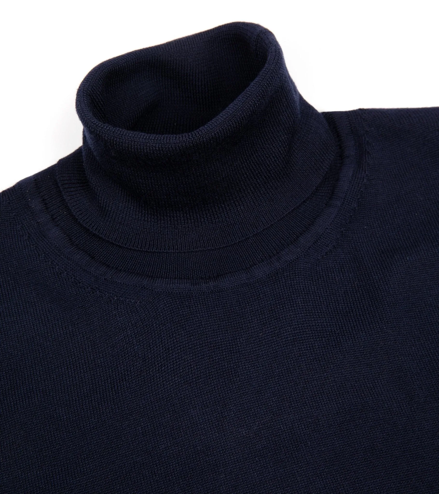 FlexibleElasticity Trunk William Merino Roll Neck Sweater: Navy