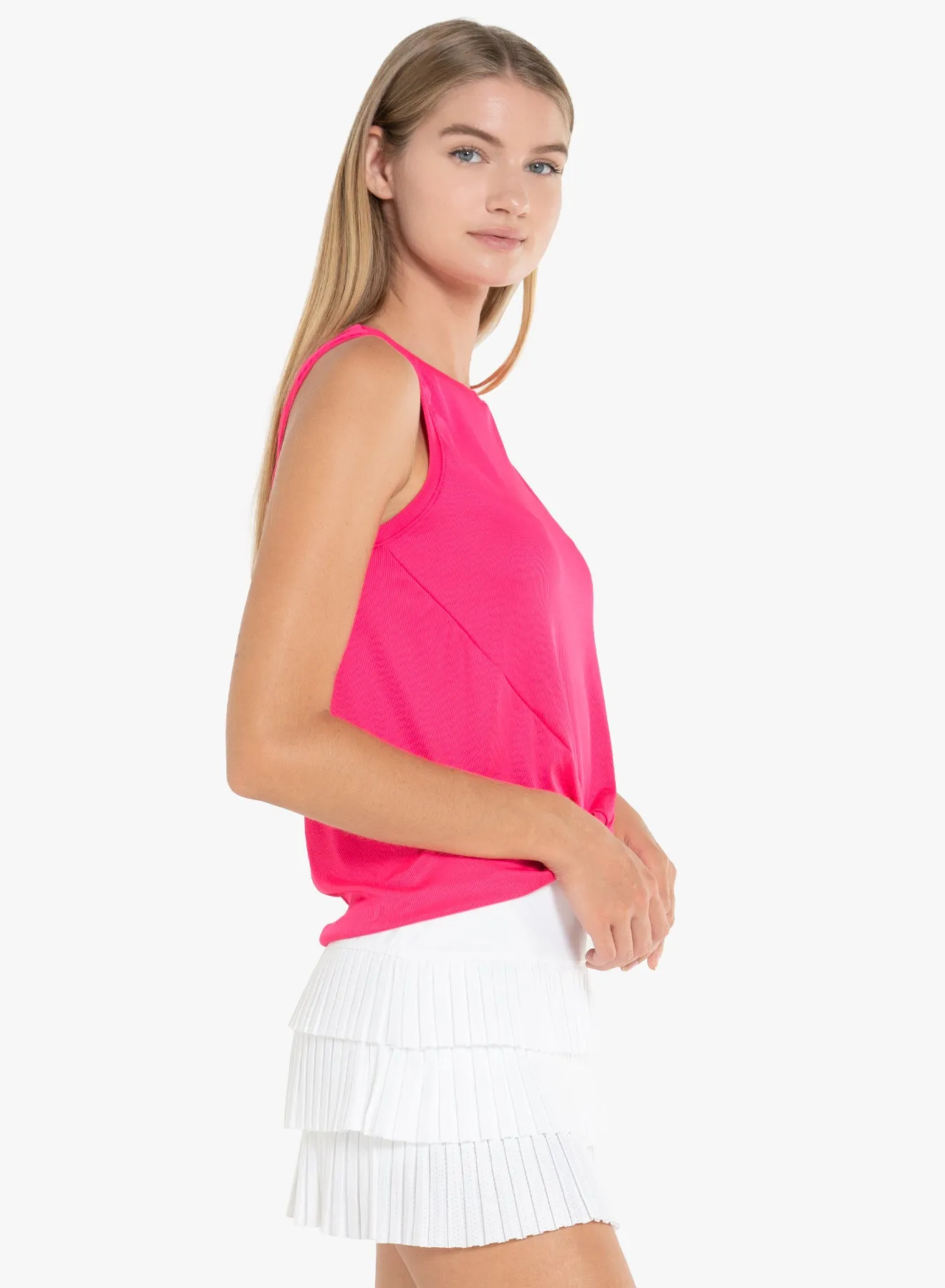 Twist Front Tank Minimalist Stitching Roomy Waistband