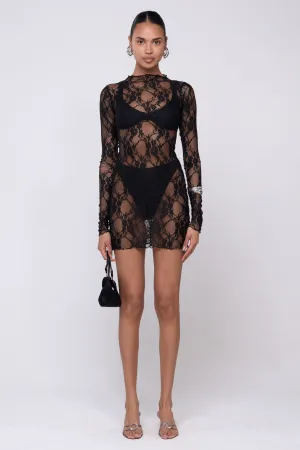 V Neckline Tyler Mini in Black Lace
