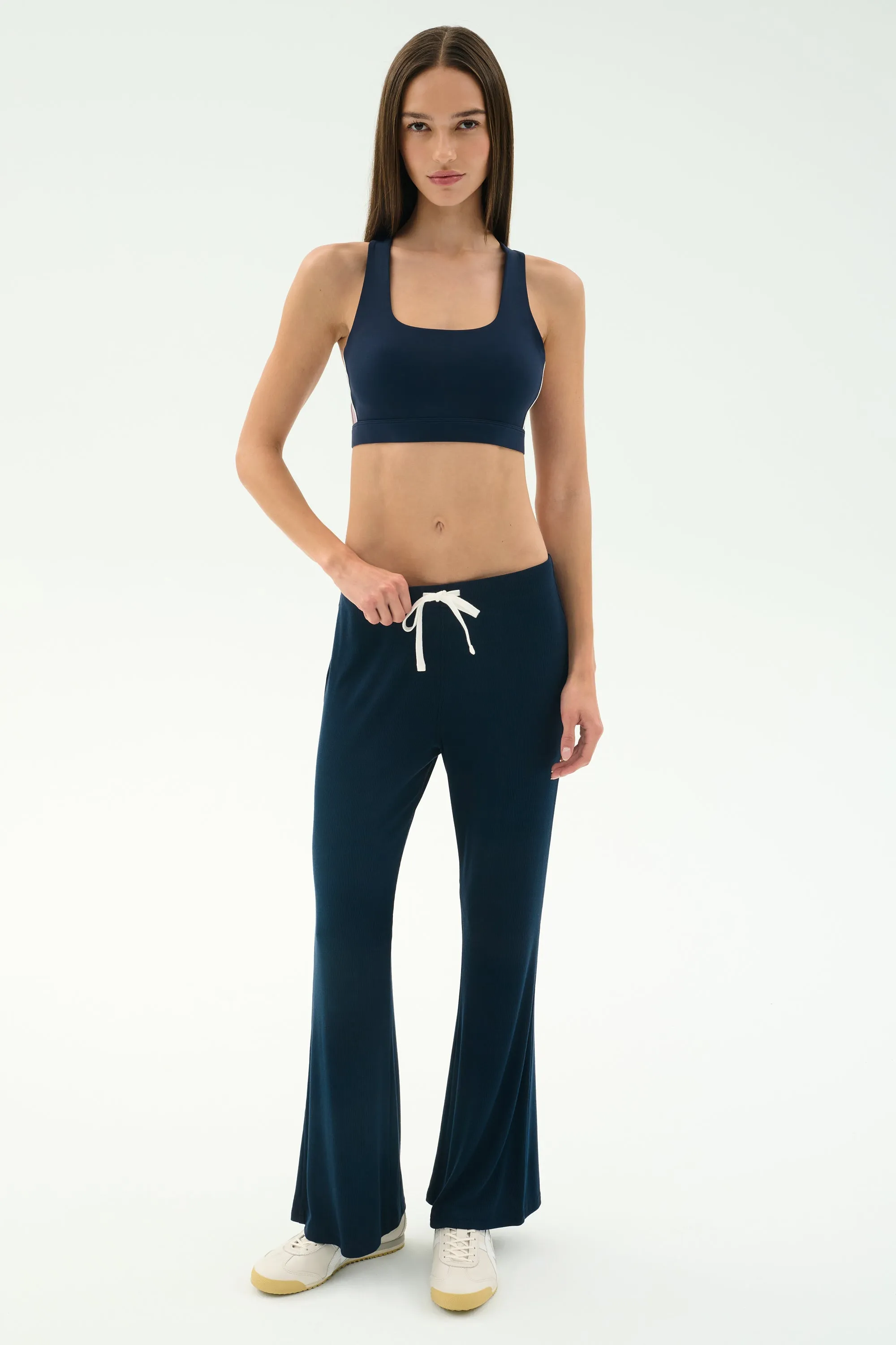Blaire Rib Pant - Indigo Flexible Knee Panels