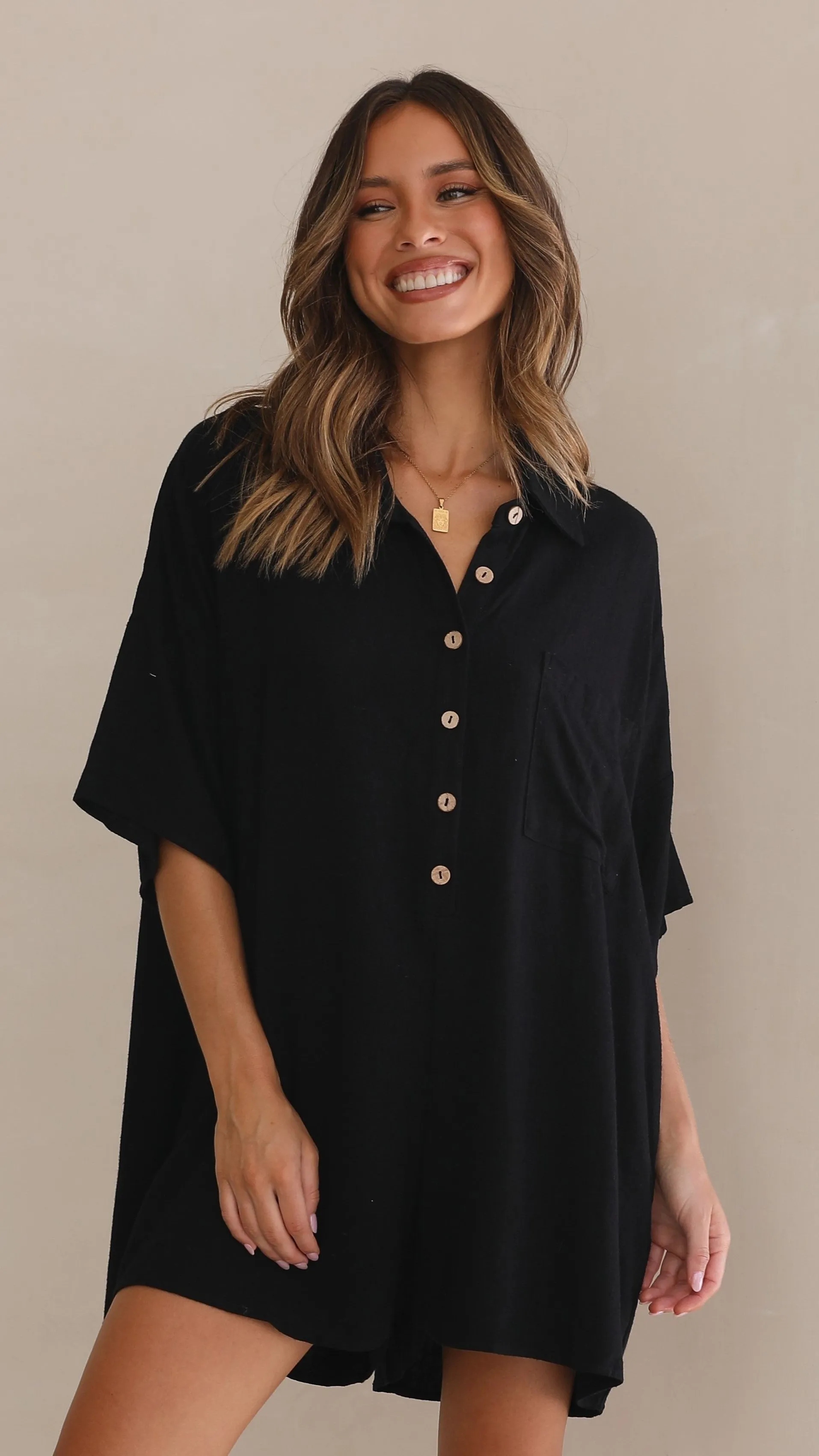 Keely Playsuit - Black Wind Ease Multi-Purpose Wear