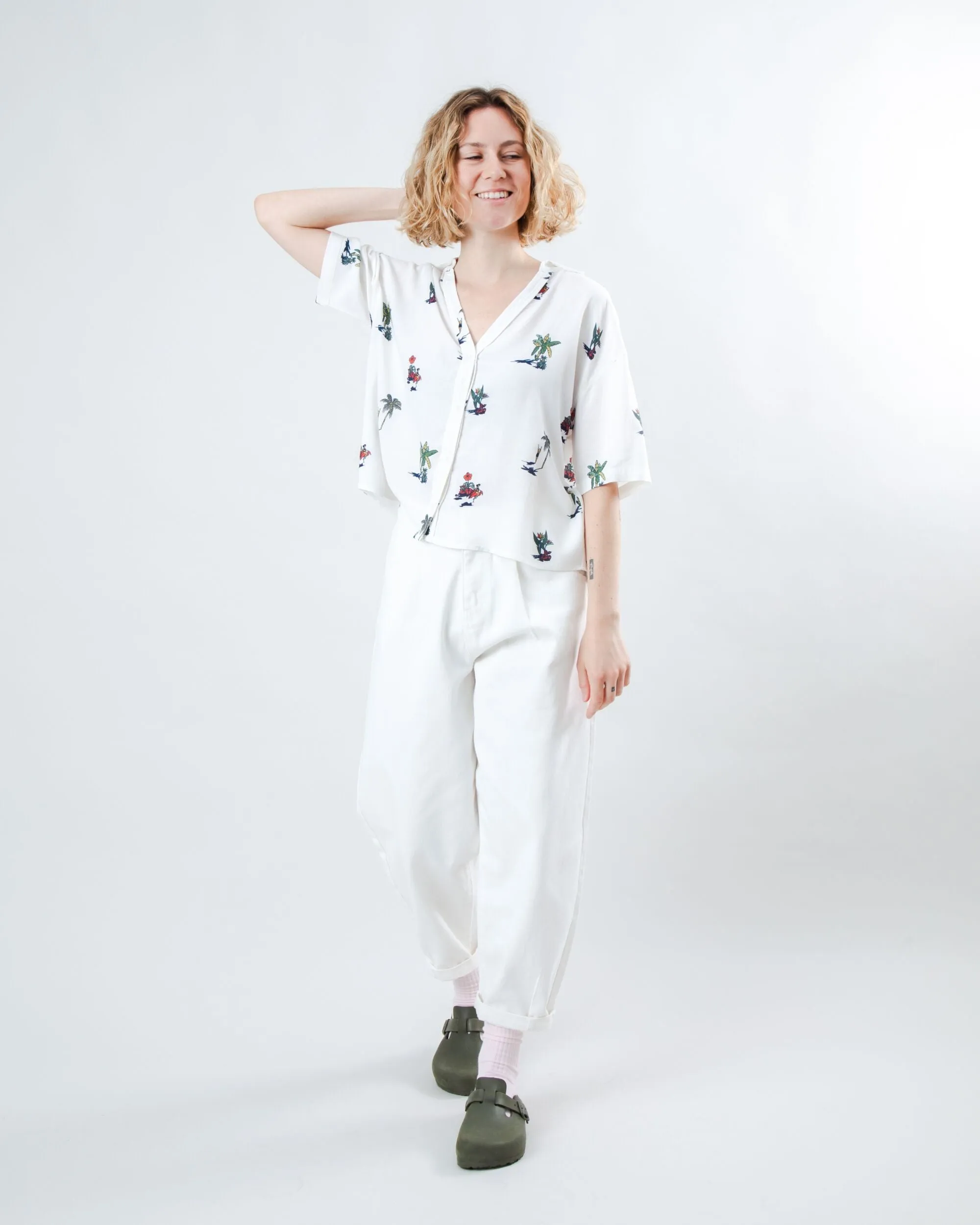 Helios Sun Cropped Blouse Ecru AntiStaticLining