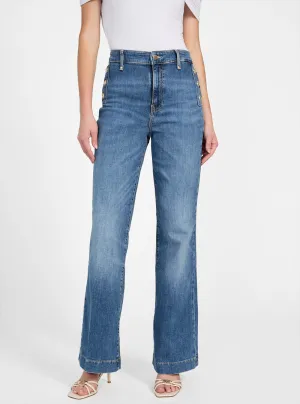 Eco High-Rise New Faye Straight Jeans in Medium Wash Comfortable Tailoring Chic Fit