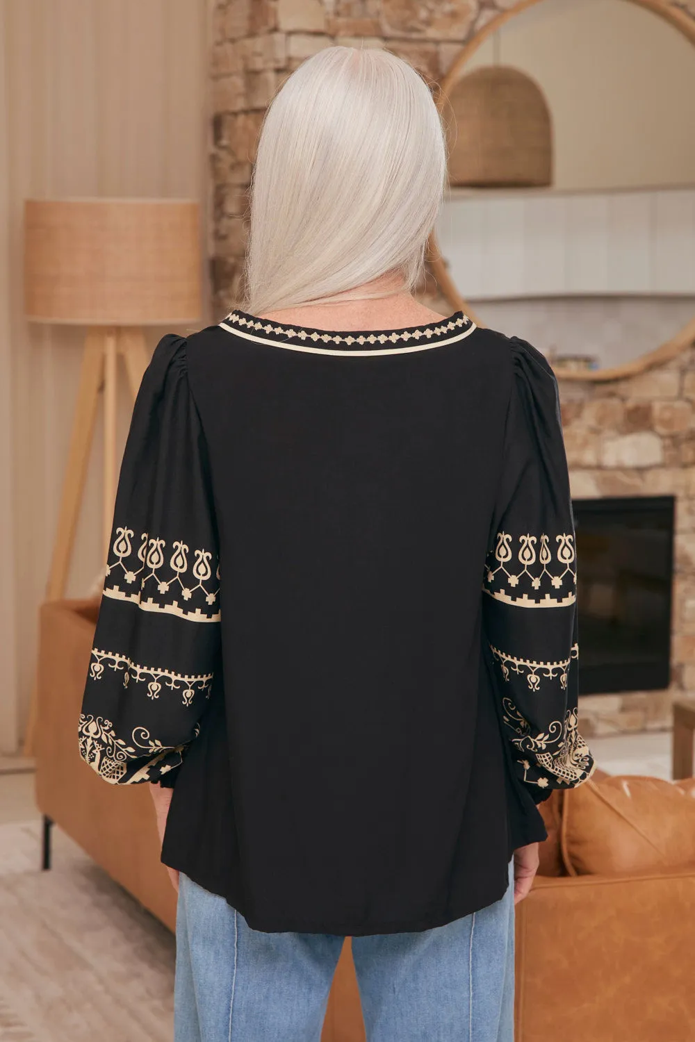 Cairo Boho Blouse in Baroque Minimalist Layer Linen blend