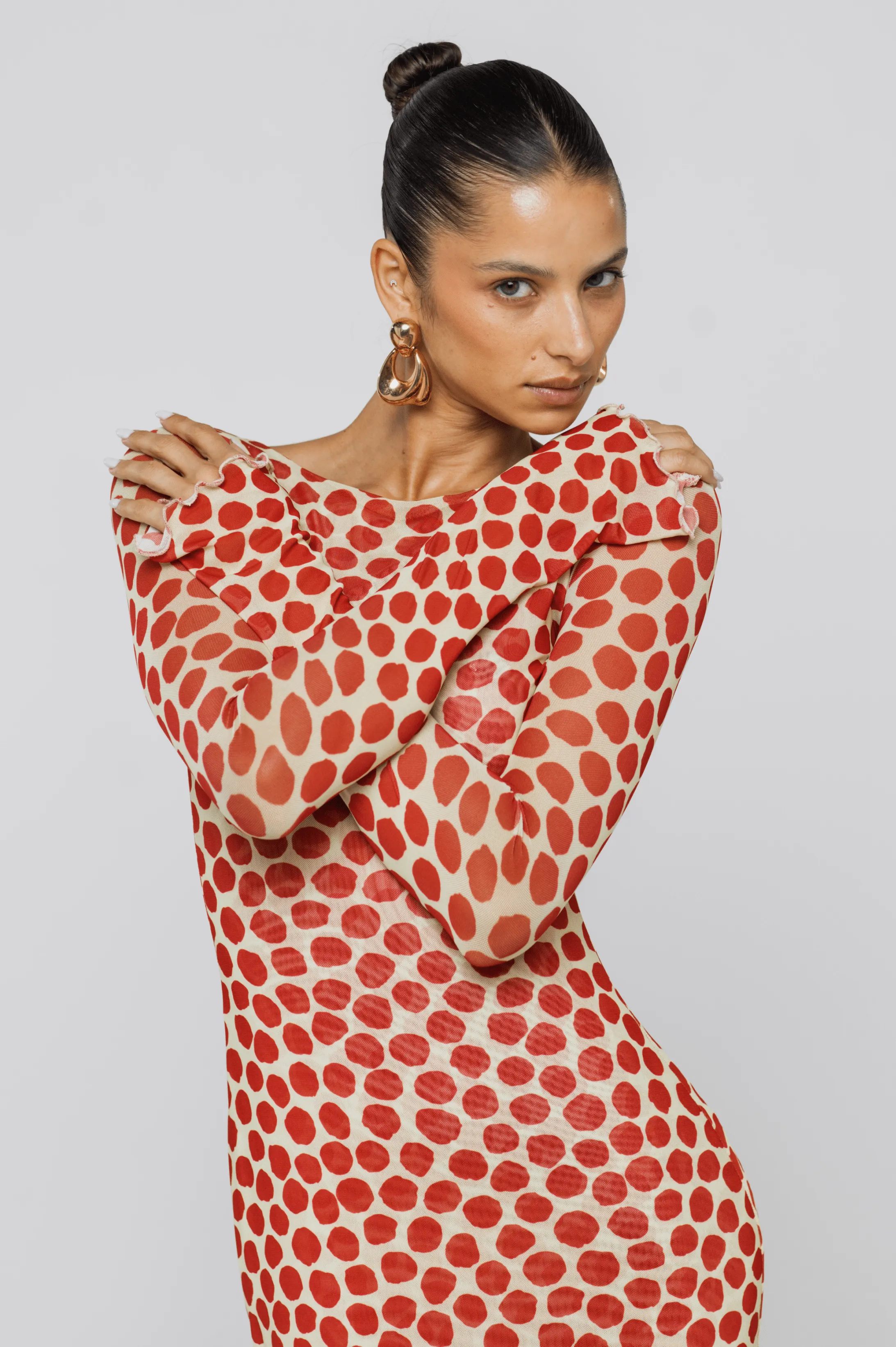 Comfortable Look Empire-Waist Sylvia Dress in Campari