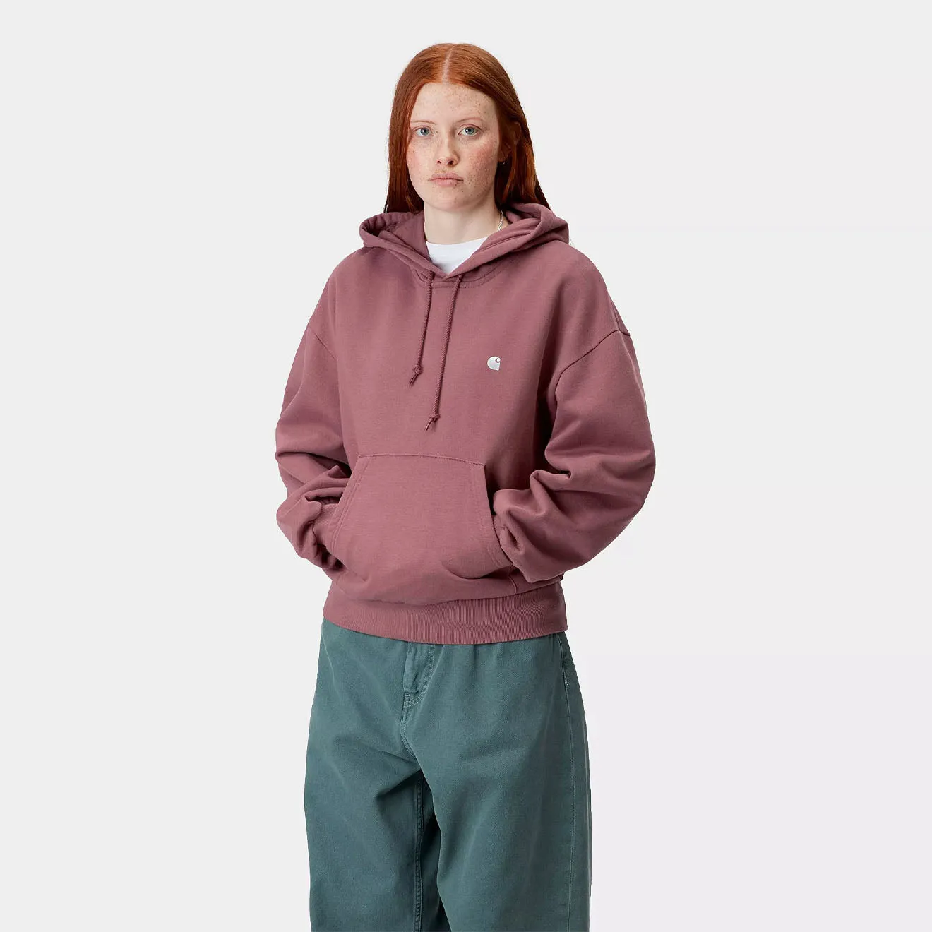 Carhartt WIP Womens Hooded Casey Sweatshirt Dusky Pink / Silver Comfy Mood Outdoor Essential