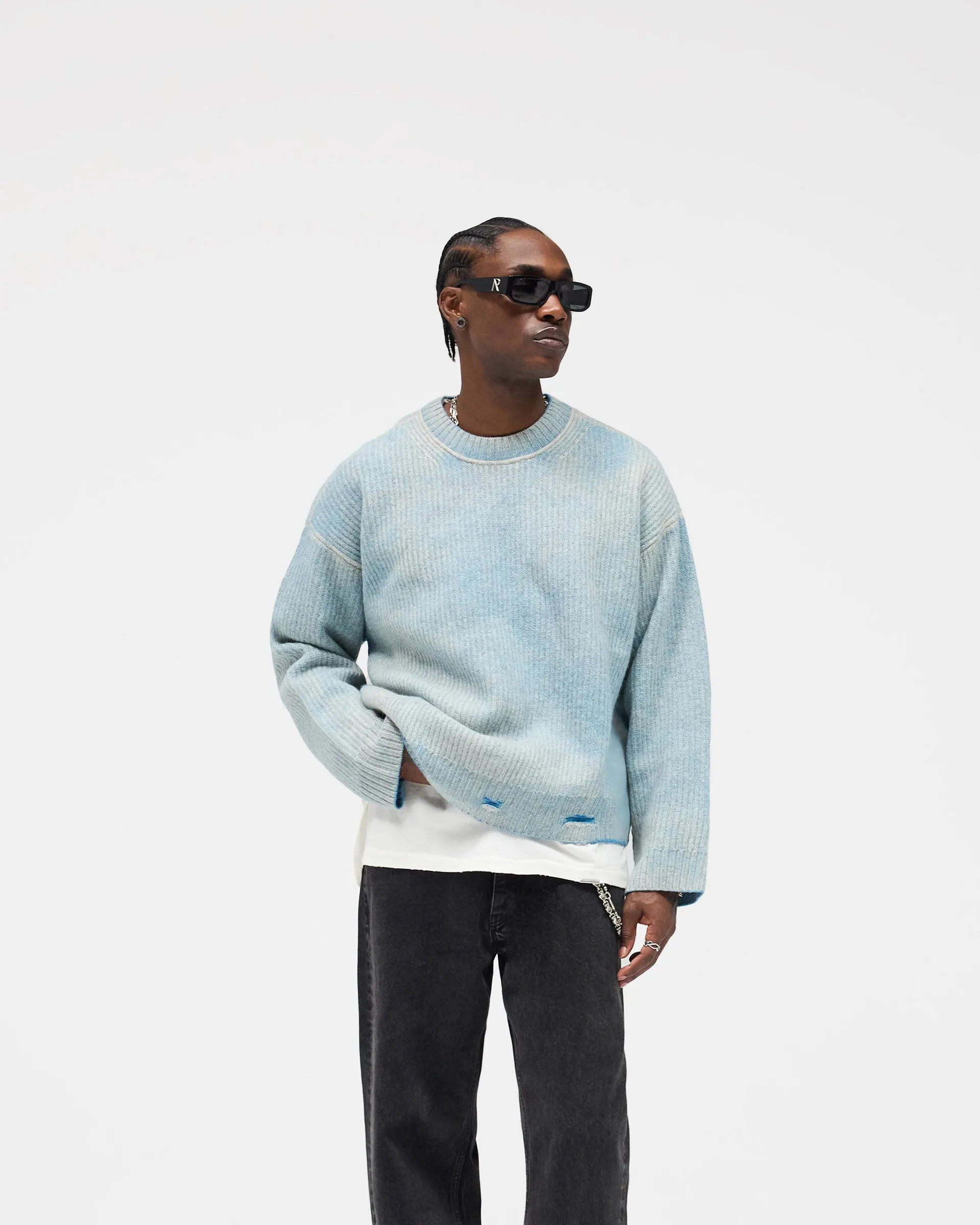 Bead Soul Reversible Fade Out Sweater - Cloud
