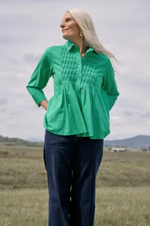 Layered Look ComfortFirst Vivienne Pintuck Blouse in Emerald