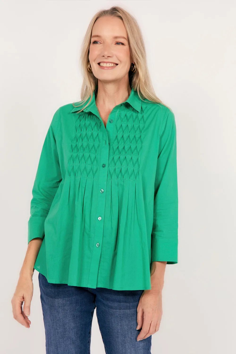 Vivienne Pintuck Blouse in Emerald Urban Fashion
