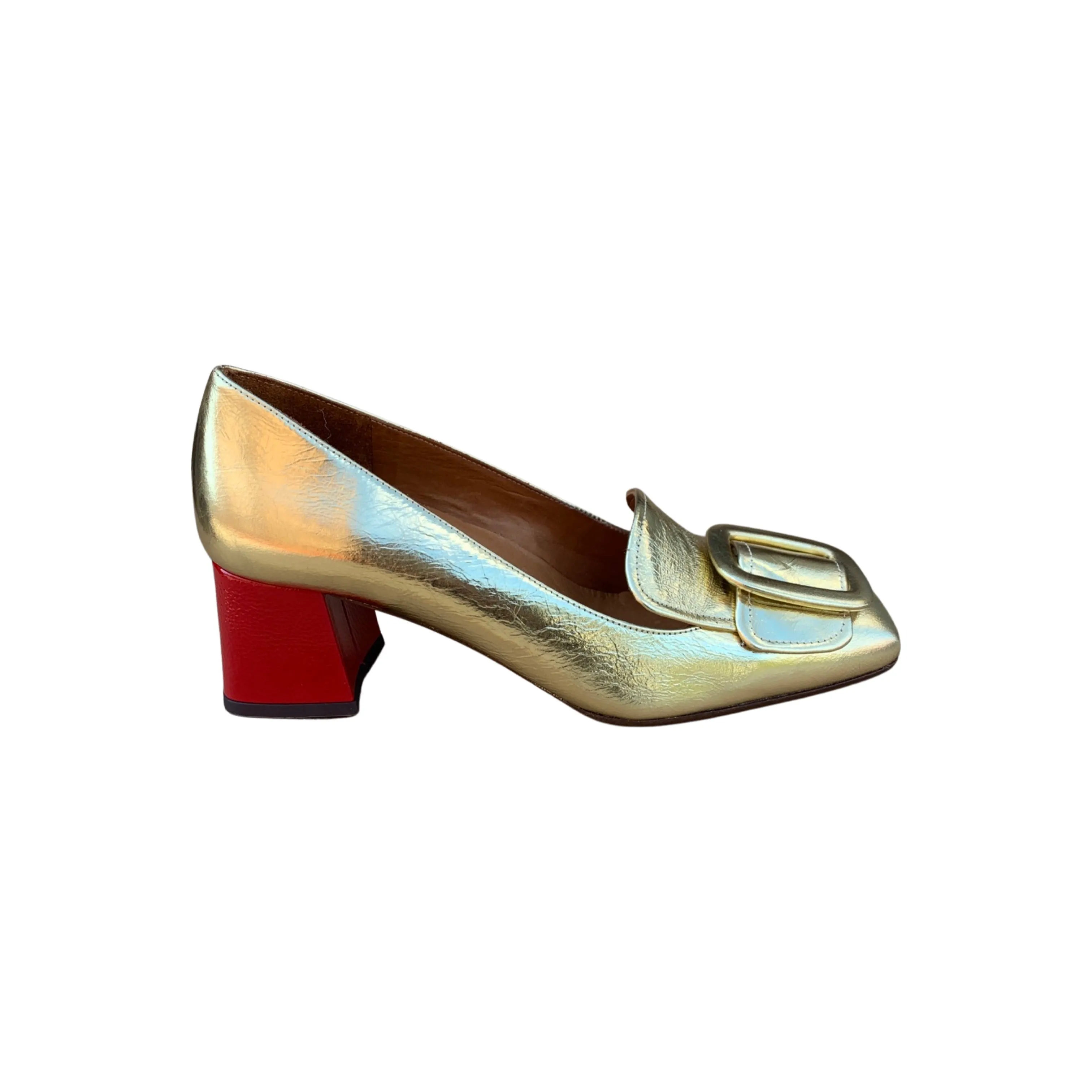 Leg Long Vyzu Gold with Red Heel Loafer