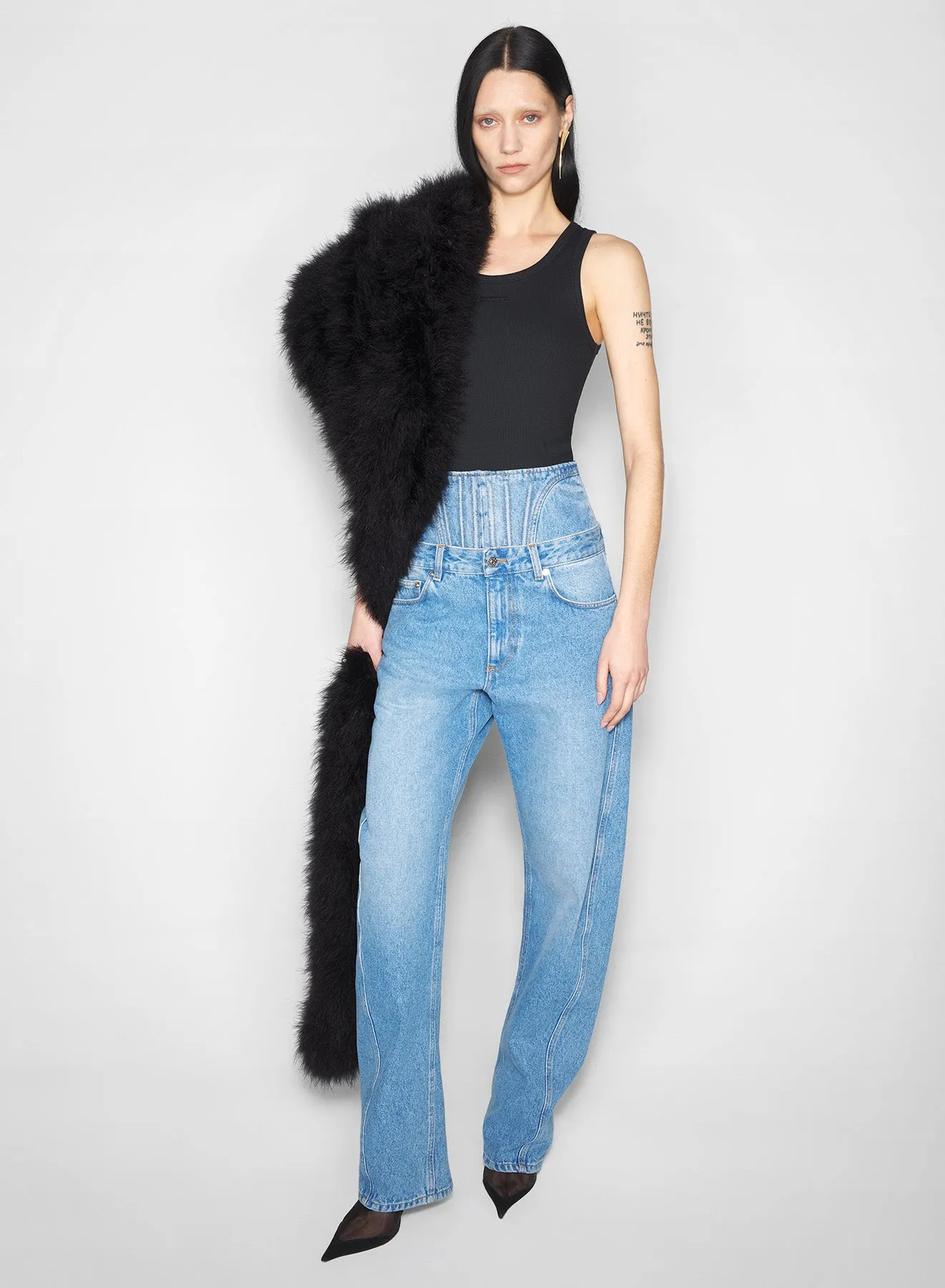 washed blue high-waisted corset jeans SeamlessConstruction