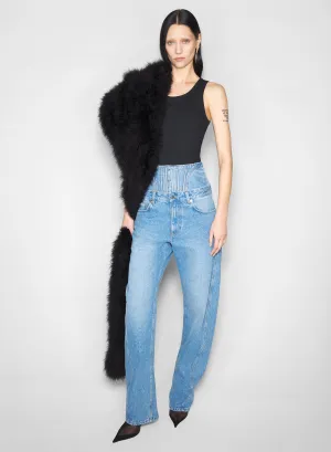 washed blue high-waisted corset jeans SeamlessConstruction