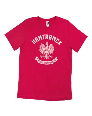 Ink Detroit - Hamtramck knows how to party T-Shirt - Red Ultimate Comfort
