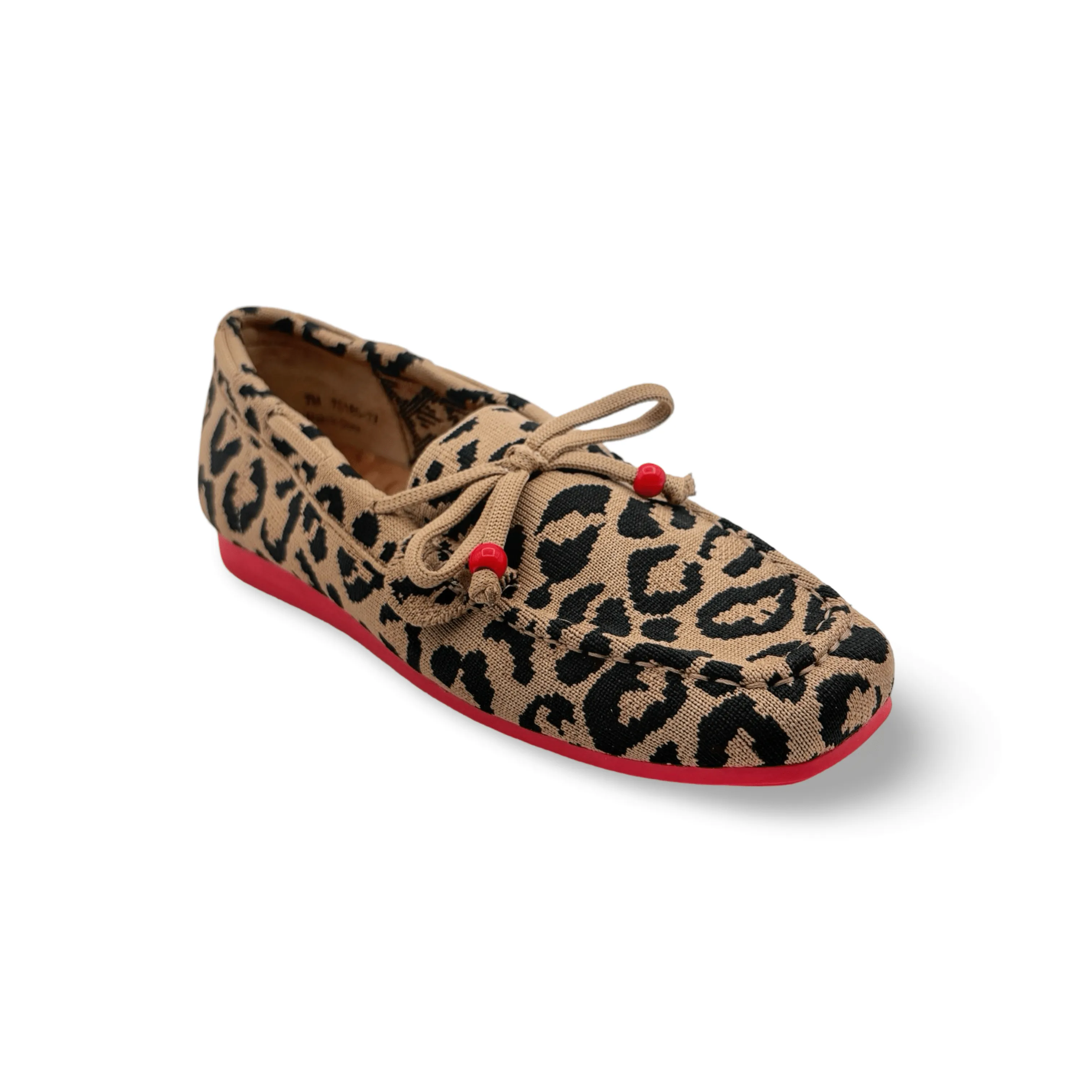 Dinner Look Torsional Stability Frame Nevee Leopard Knit Fabric Loafer