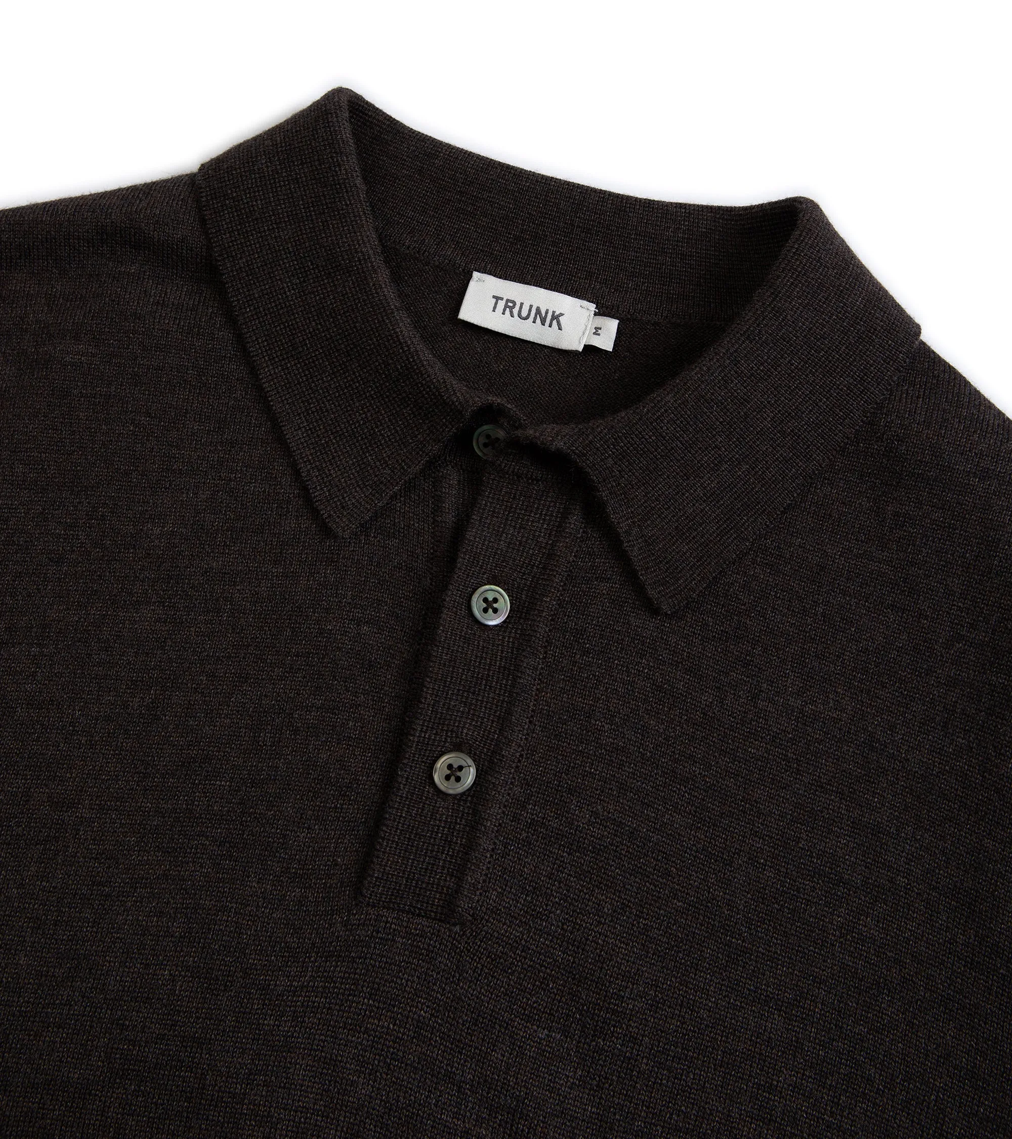 Winter Apparel Trunk Enford Merino Knit Long Sleeve Polo Shirt: Mole Brown