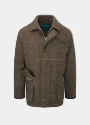 Adjustable hood design Go To Layer Combrook Men's Waterproof Tweed Coat In Teak - Regular Fit