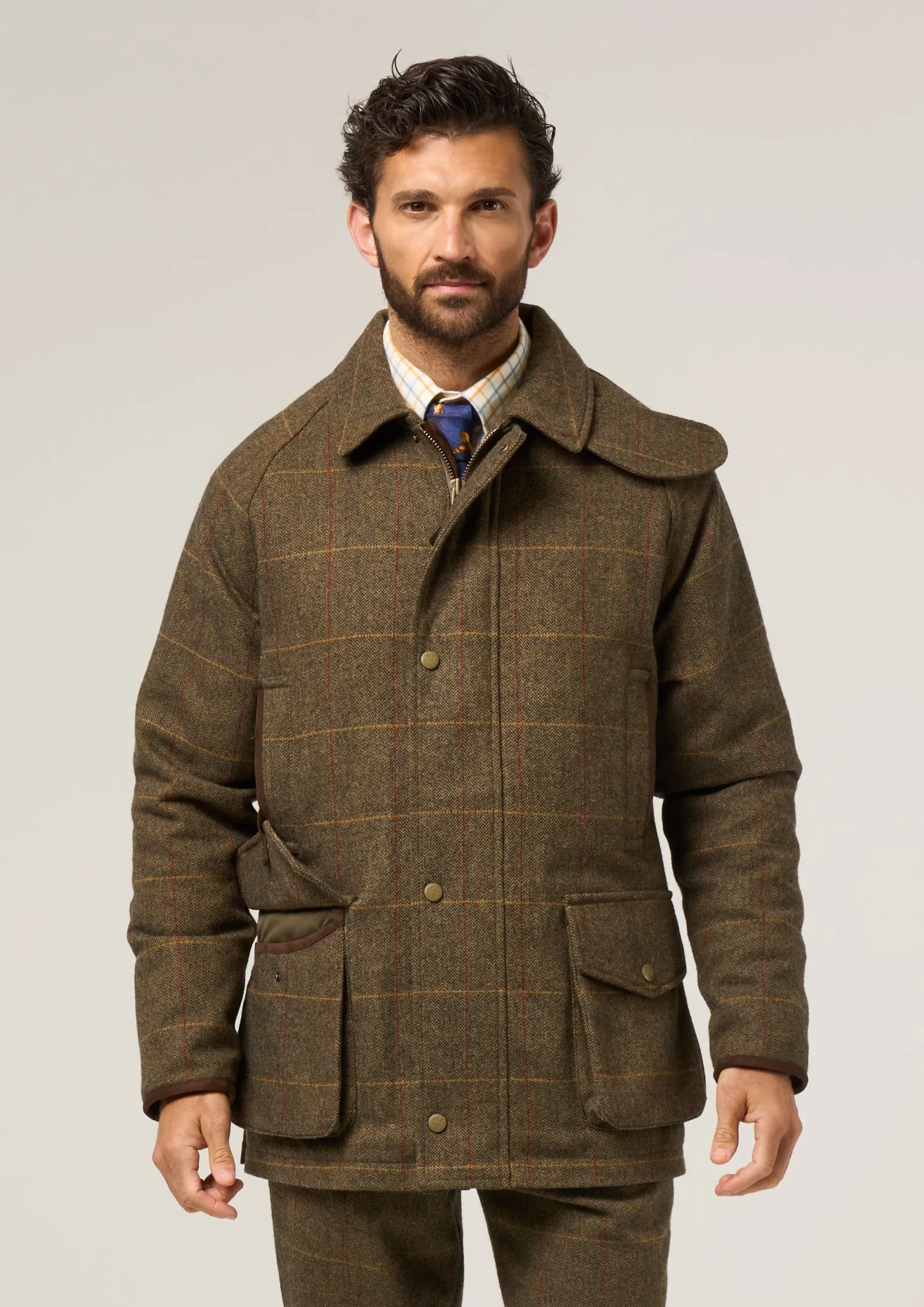 Quick Dry Fabric Technology Weatherproof Technology Combrook Men's Waterproof Tweed Coat In Teak - Regular Fit