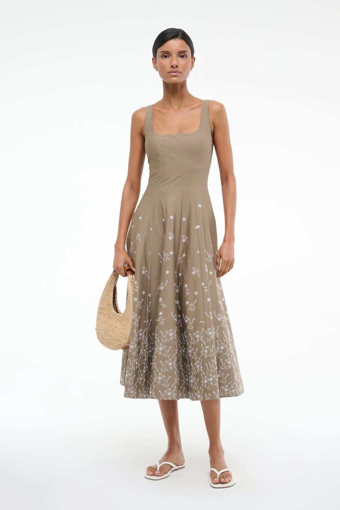 Softly Structured WELLS DRESS | TAUPE EMBROIDERY