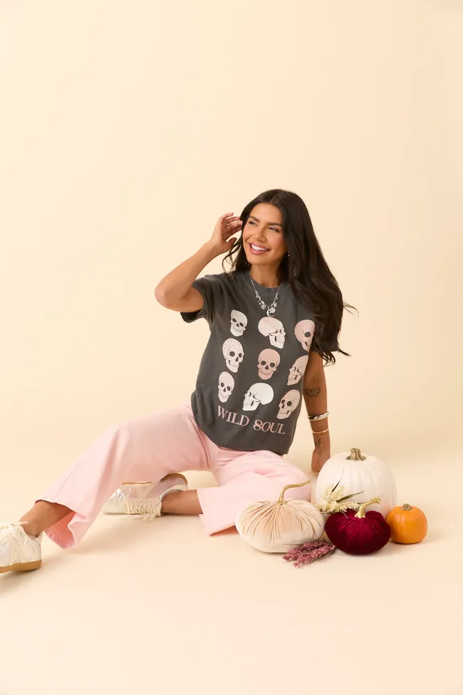 Wild Soul Skull Icons Dark Grey Graphic Tee SALE Award-winning