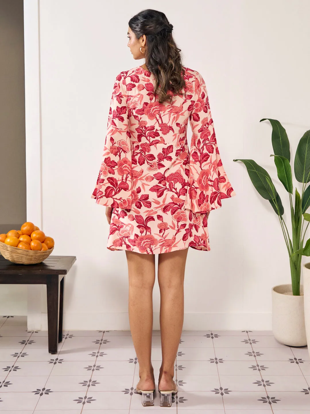 Women A- Line Short Dress Contrast-Piping