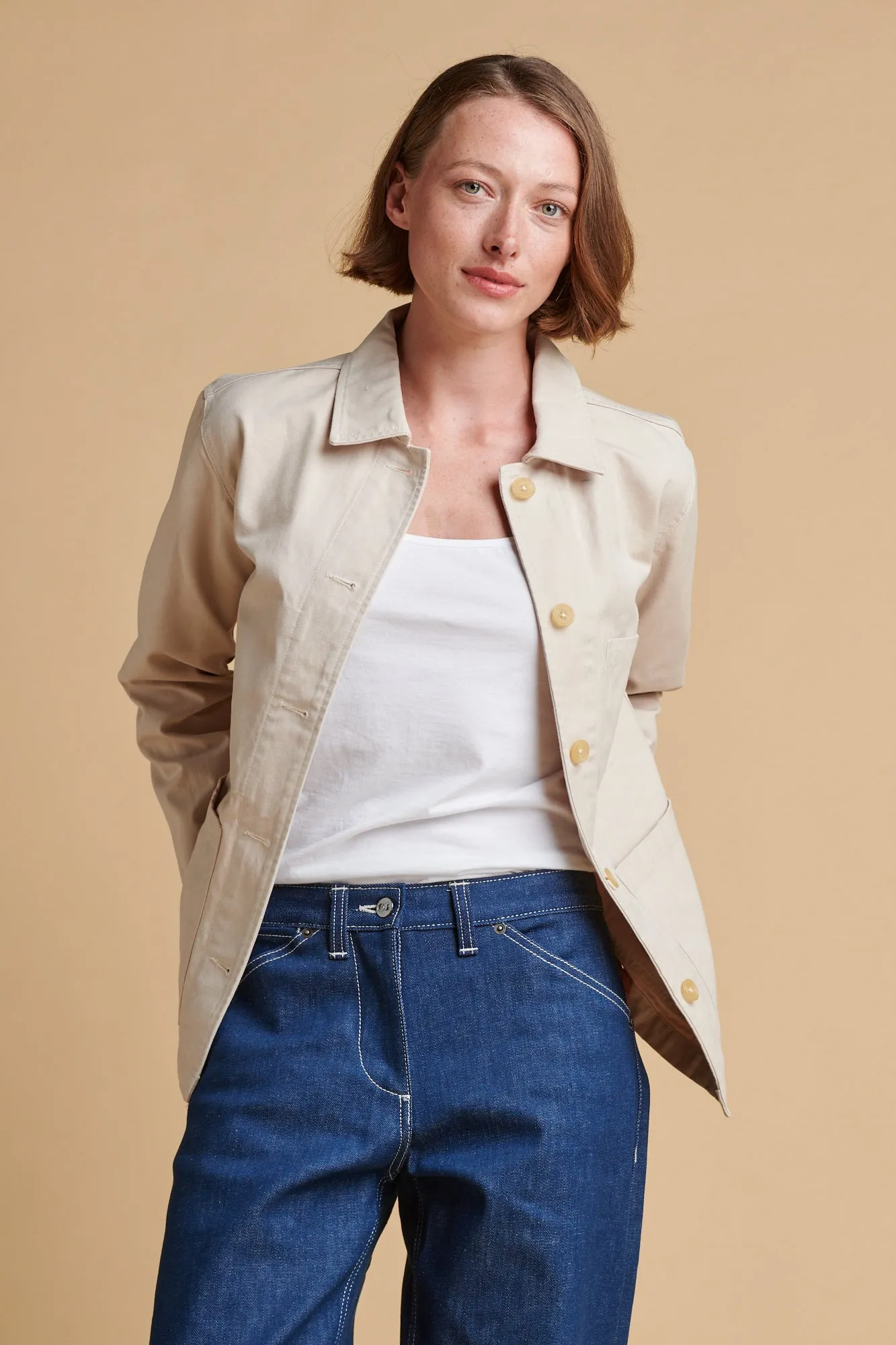 Adjustable Fit Design Layered Protection Women's Chore Jacket - Cream