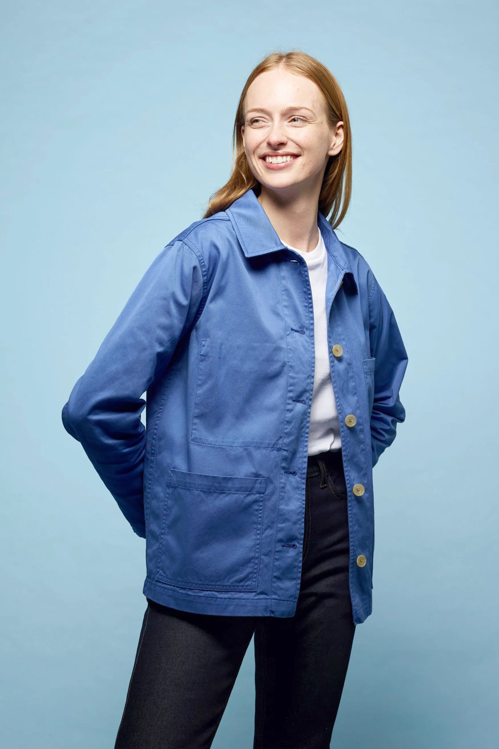 Women's Chore Jacket - Light Blue Modern Street Moisture Managing Layer