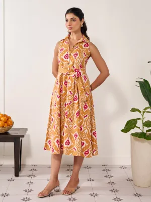 Soft Structure soft elegance Women's Collared Long Belted Flared Dress